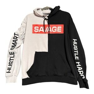 Y2K Savage Hoodie Skater Punk Large Distressed The Young Wild Hustle Hard Smart